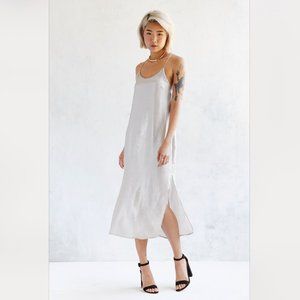 Silence + Noise Silver Grey Midi Tie Back Dress